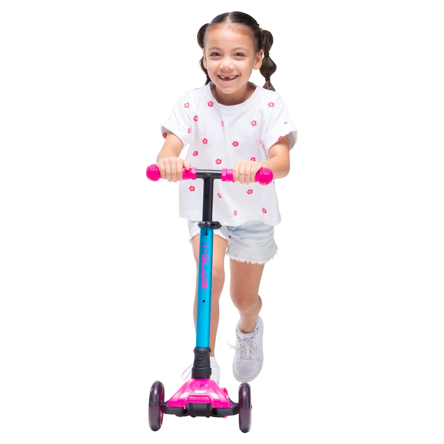 i-Glide 3 Wheel Kids Scooter - Pink/Aqua