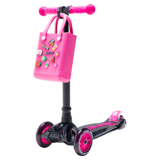i-Glide 3-Wheel Black/Pink Scooter with Pink Tote & charms