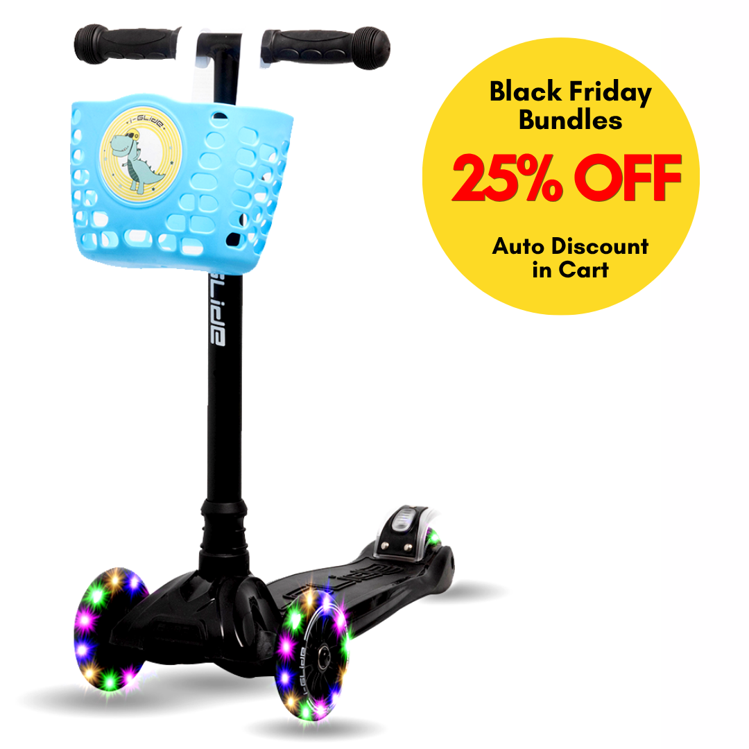 I-GLIDE 3 Wheel Kids Scooter with Basket - Black