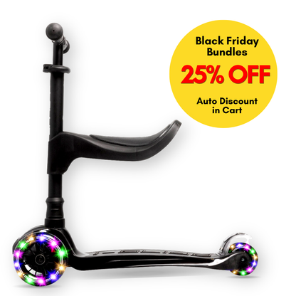 I-GLIDE 3 Wheel Kids Scooter with Toddler Seat - Black