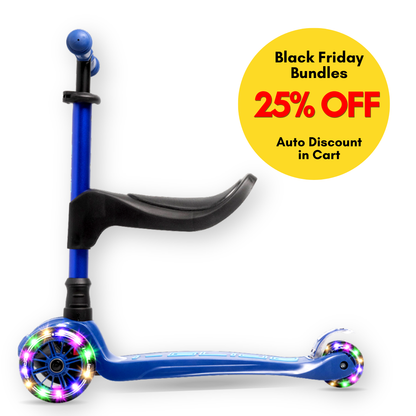 I-GLIDE 3 Wheel Kids Scooter with Toddler Seat - Blue/Blue