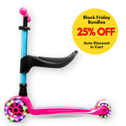I-GLIDE 3 Wheel Kids Scooter with Toddler Seat - Pink/Aqua