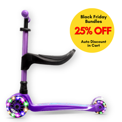 I-GLIDE 3 Wheel Kids Scooter with Toddler Seat - Purple/Blue