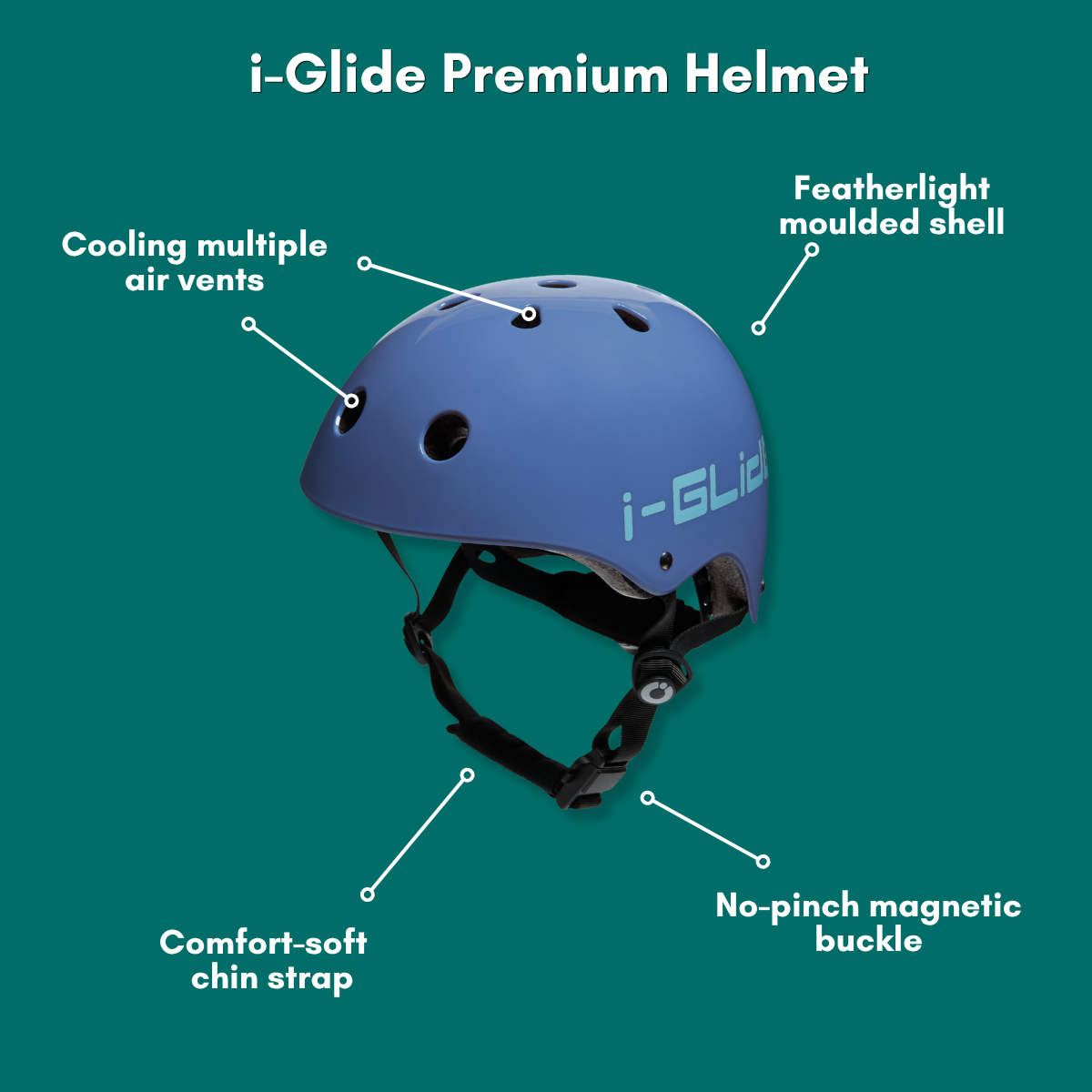 i-Glide 3-Wheel Blue/Blue Scooter with Blue Helmet
