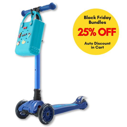 i-Glide 3-Wheel Blue/Blue Scooter with Turquoise Tote & charms