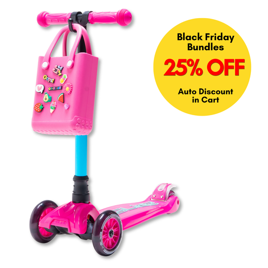 i-Glide 3-Wheel Pink/Aqua Scooter with Pink Tote & charms