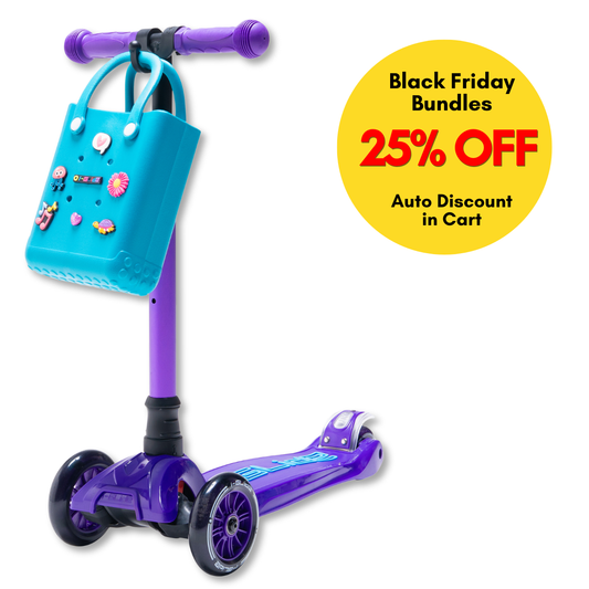 i-Glide 3-Wheel Purple/Blue Scooter with Turquoise Tote & charms