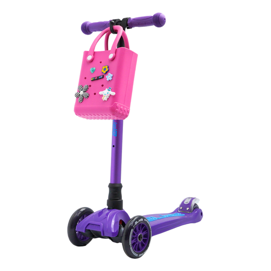 i-Glide 3-Wheel Purple/Blue Scooter with Pink Tote & charms